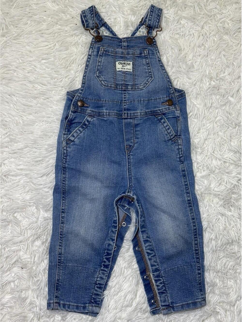 OshKosh BGosh Infant Girl Denim Jeans Overalls 18M Adjustable Straps Classic